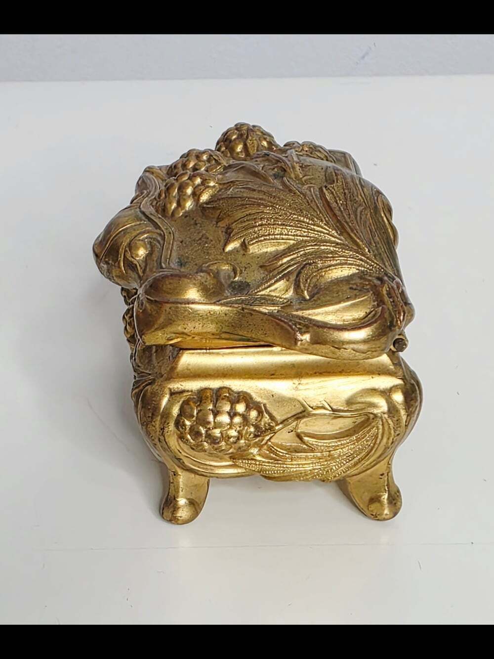 Antique 1800s Art Nouveau Ornate Gold Floral Jewellery Casket/Trinket Box - Picture 3 of 11